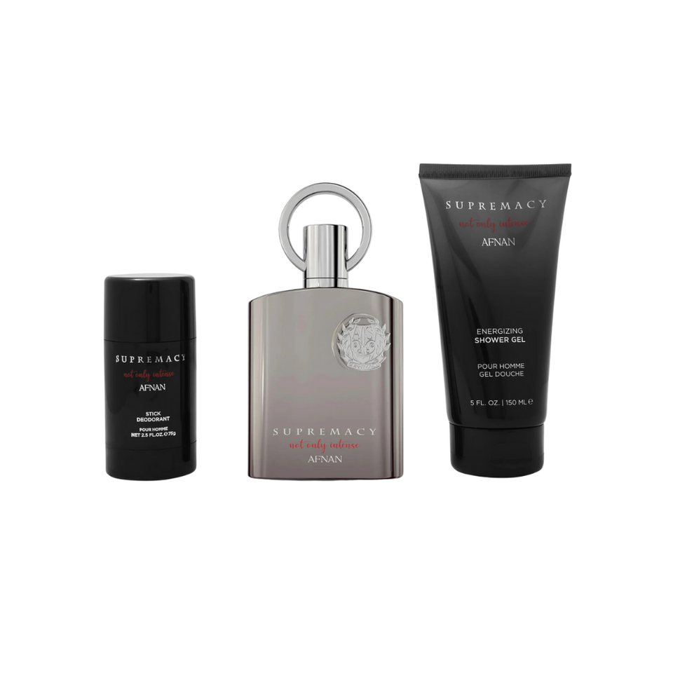 Set Afnan 3PC Supremacy Not Only Intense 3.4 Extrait De Parfum+5.0 SG+2.6 DEO Stick (M) Hard Box