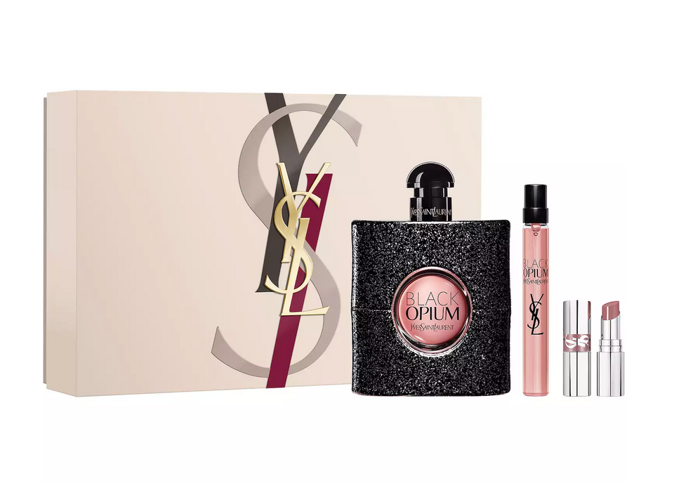 Set Yves Saint Laurent 3Pc Black Opium 3.0 Edp+0.33 Edp Travel Spray+Mini Loveshine Lipstick Shade 44 Nude Lavalliere (W)