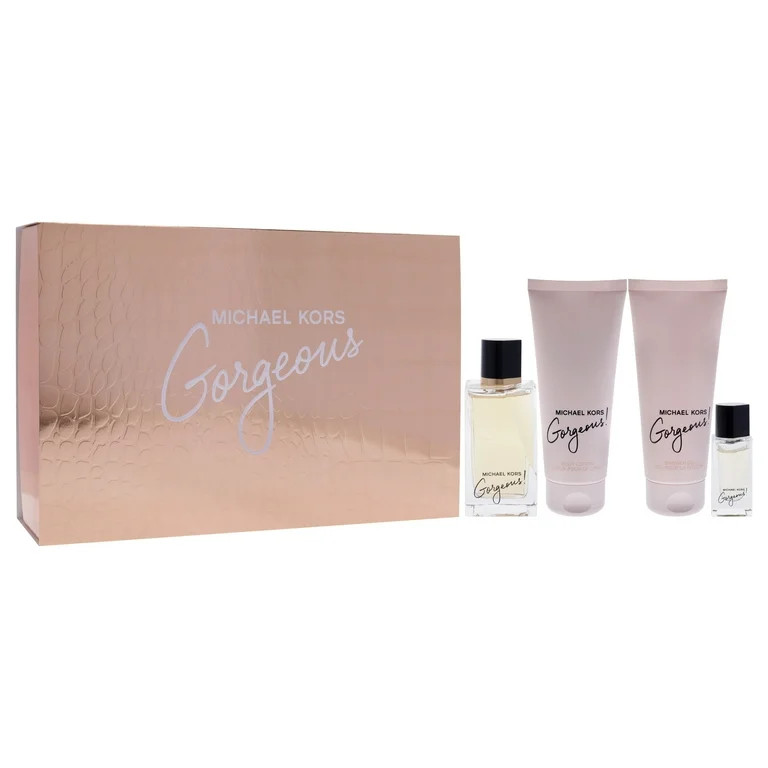 Set Michael Kors 4Pc Gorgeous 3.4 Edp+3.4 Sg+3.4 Bl+0.3 Edp Travel Spy (W)