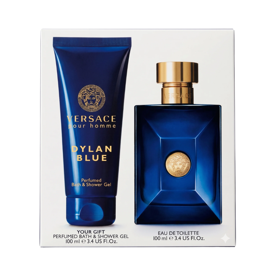 Versace Dylan Blue 2-Piece Men's Gift Set – 3.4 oz EDT, 3.4 oz Shower Gel