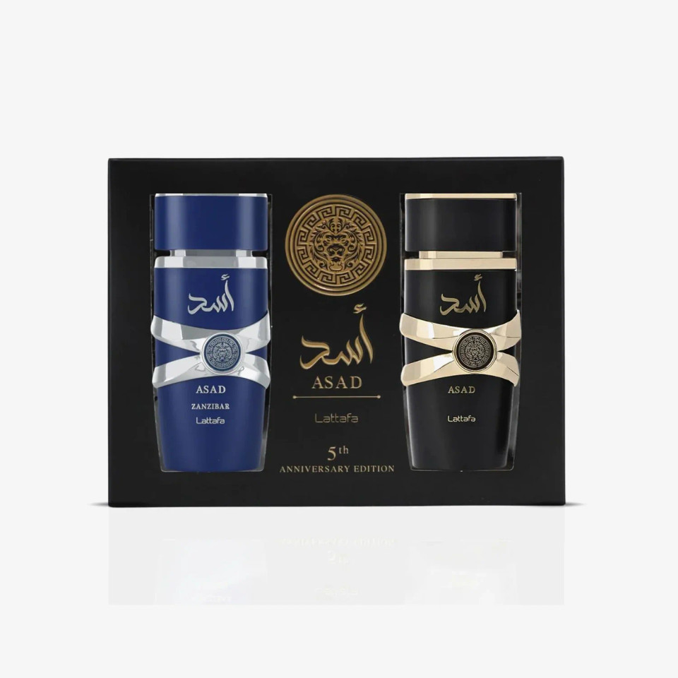 SET LATTAFA 2PC 5TH ANNIVERSARY EDITION DUO ASAD 3.4 EDP+ASAD ZANZIBAR 3.4 EDP (M) SOFT DISPLAY BOX