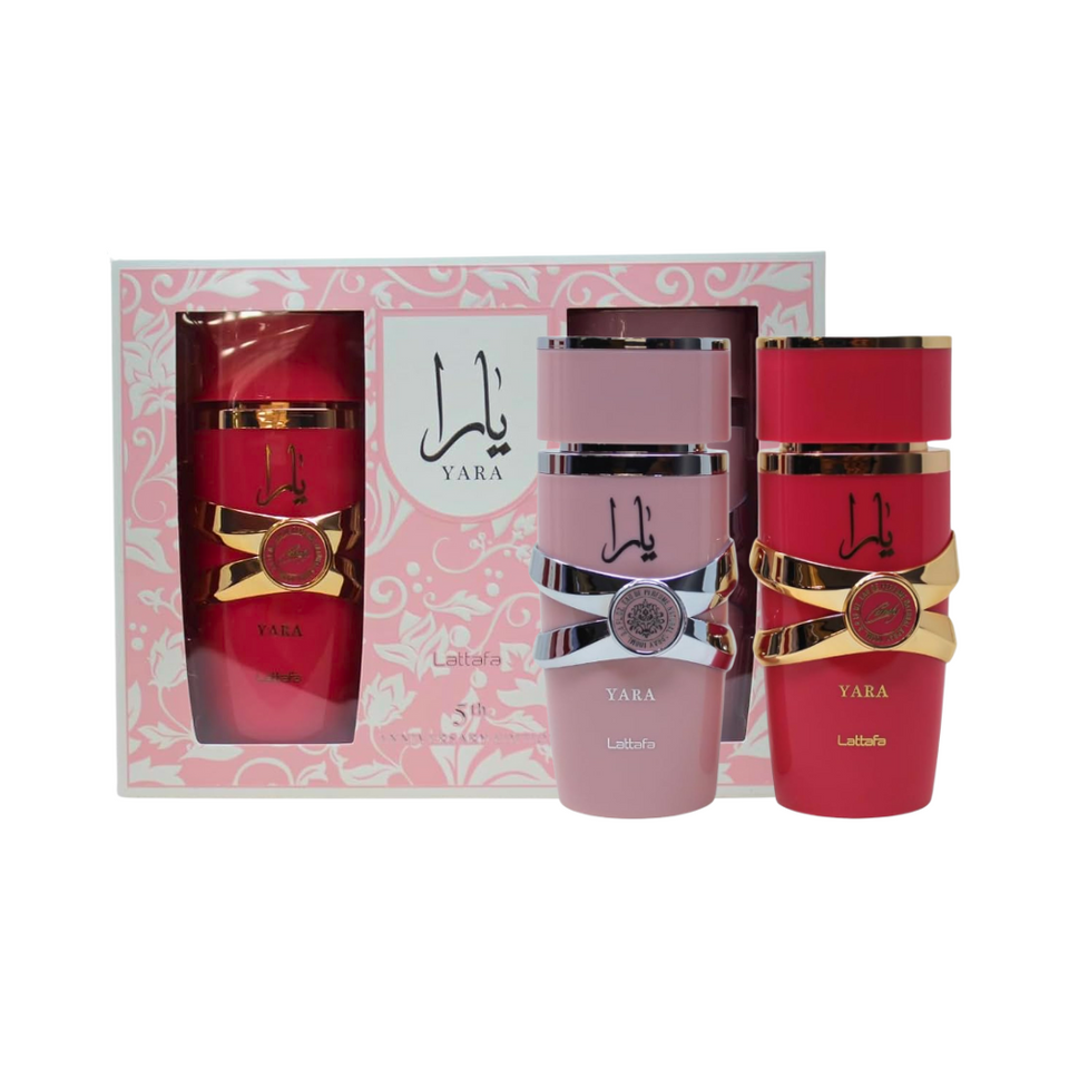 SET LATTAFA 2PC 5TH ANNIVERSARY EDITION DUO YARA 3.4 EDP+YARA CANDY 3.4 EDP (W) SOFT DISPLAY BOX