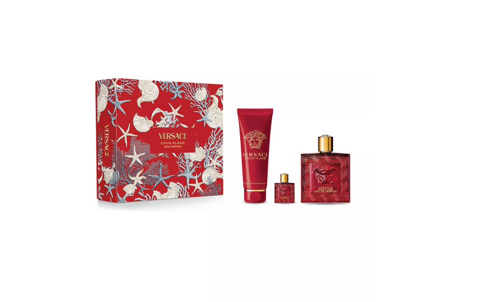 Set Versace 3pc Eros Flame 3.4 Edp+5.0 Sg+0.17 Edp Mini (M)