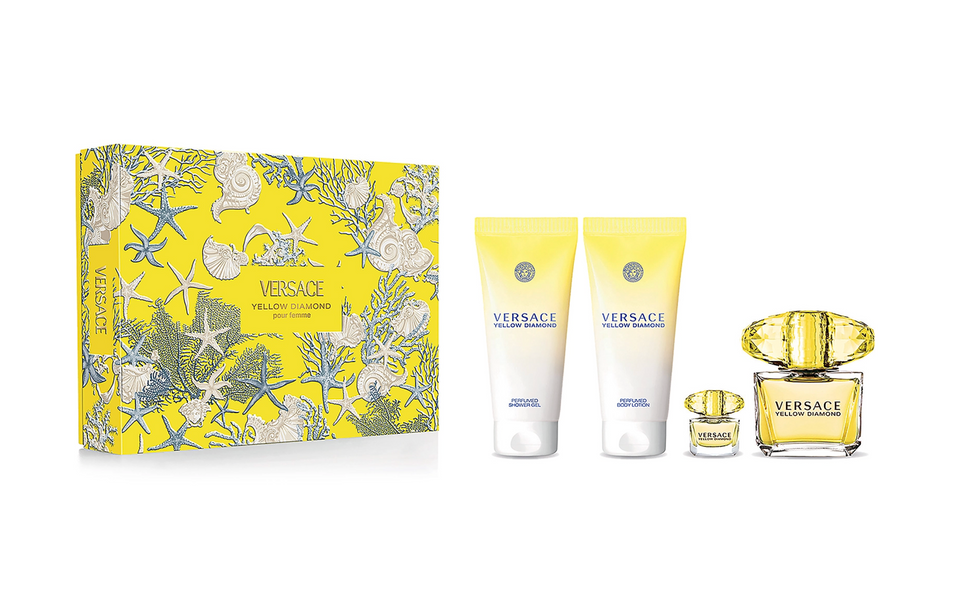 Set Versace 4Pc Yellow Diamond 3.0 Edt+3.4 Bl+3.4 Sg+0.17 Edt Mini (W)