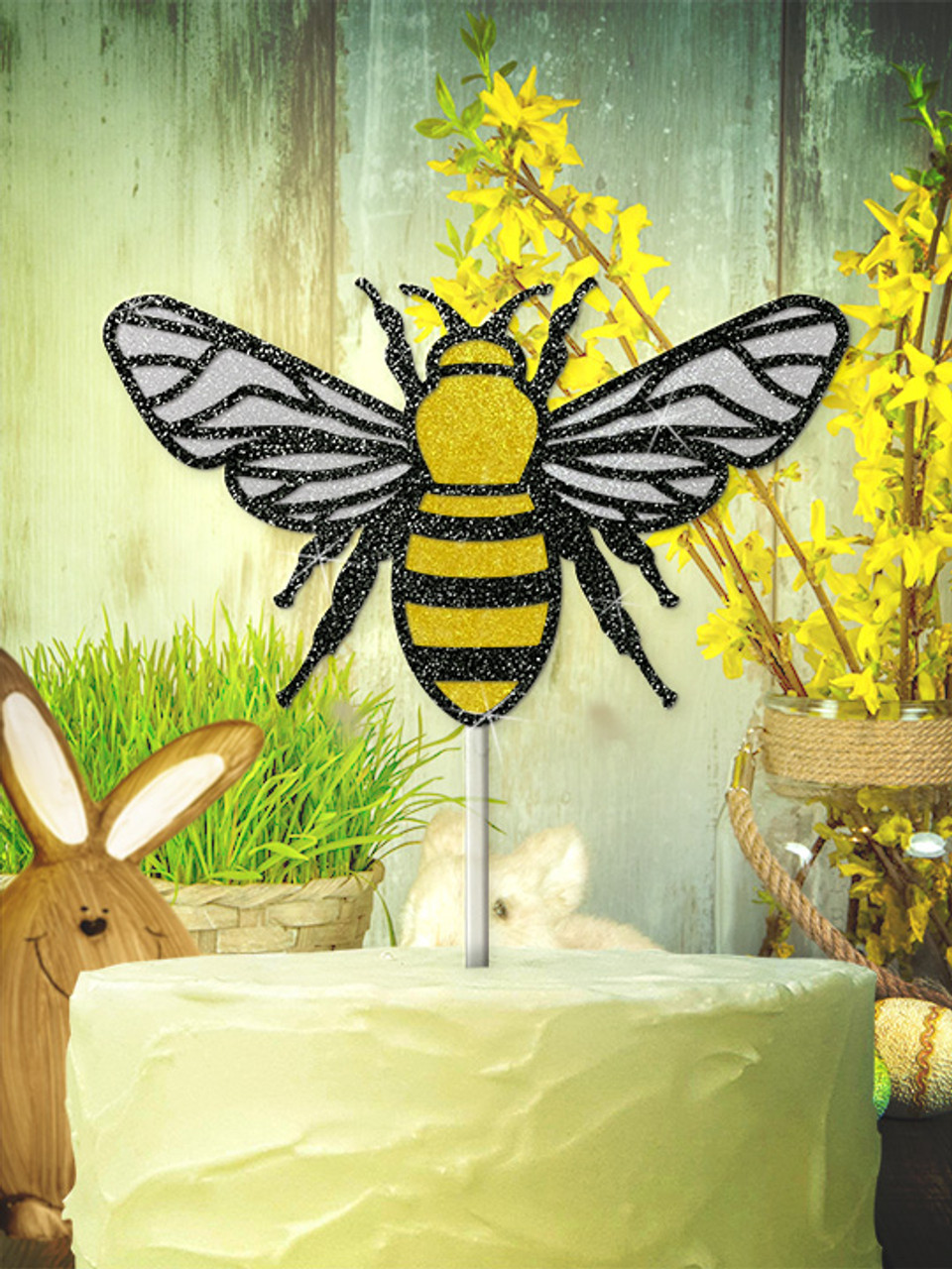 Bee Birthday Cupcake Toppers, Honey Bee-Day Cake Toppers, Honeycomb Fi