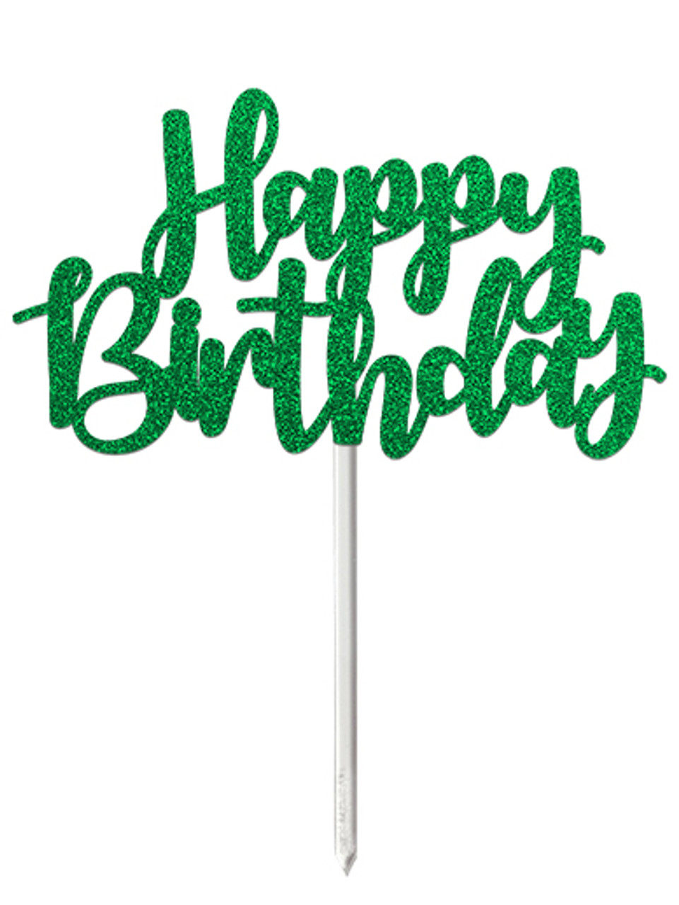 Happy Birthday' Green Glitter Card Cake Topper
