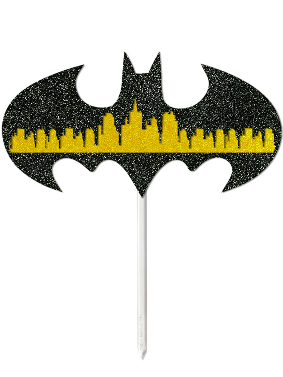 Glitter Card Cake Topper - Superhero Logo - Bat Emblem