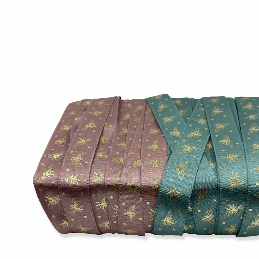 Sparkle Bee Ribbon 15mm - Teal Blue x 1 Metre