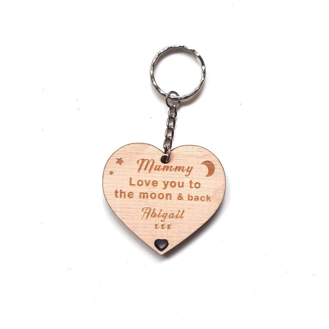 Personalised Mothers Day Keyring Love you to the Moon Back