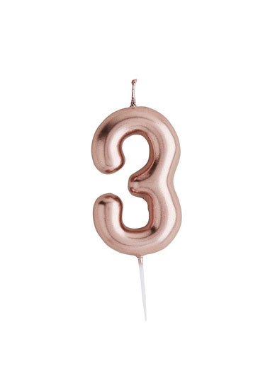 Metallic Rose Gold Number Candle 3