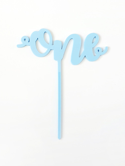 'One' Blue Acrylic Cake Topper