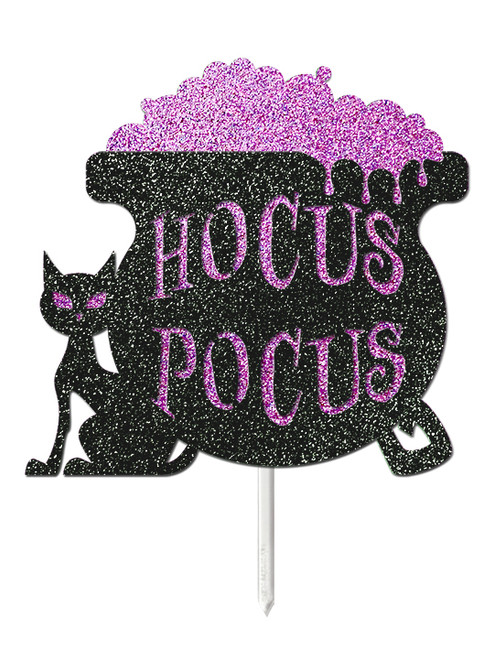 Glitter Card Cake Topper 'Hocus Pocus' - Purple