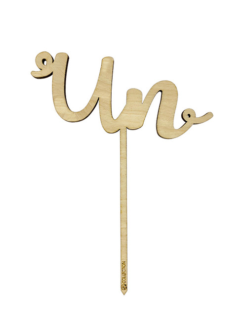 'Un' (One) Wooden Cake Topper