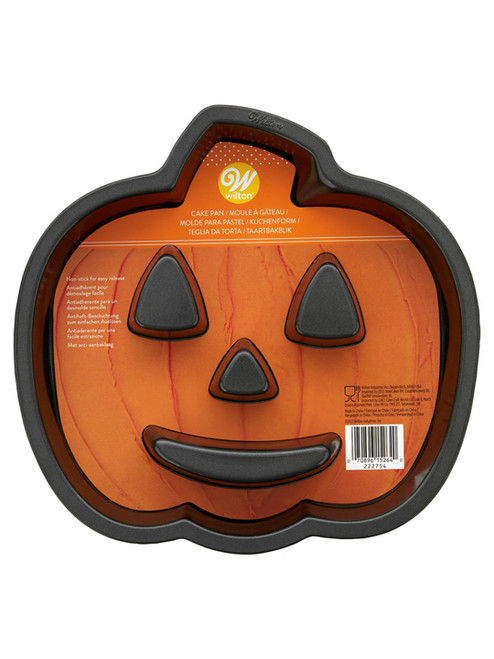 pumpkin jack-o-lantern baking tin by Wilton with insert of instructions