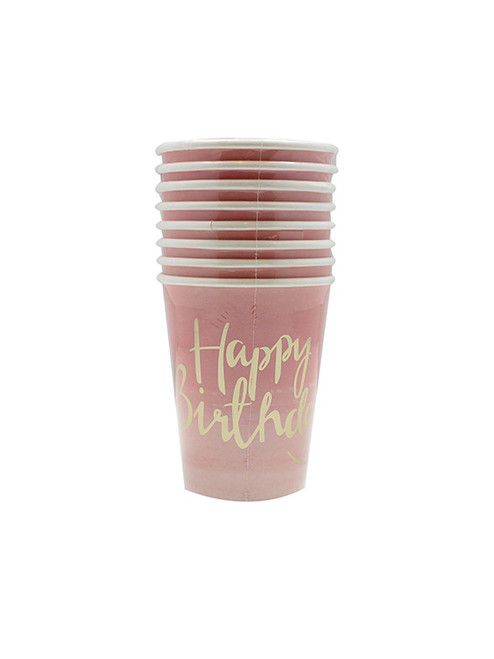 Ginger Ray - Pick and Mix - Gold Foil & Pink Ombre Happy Birthday Paper Cups