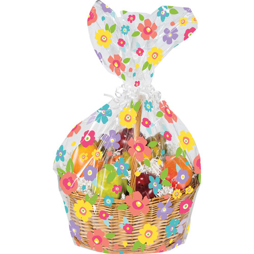 Spring Flowers Cello Basket Bag - Pack of 1