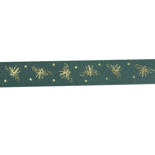 Sparkle Bee Ribbon - Teal Blue - 15mm x 20 Metres
