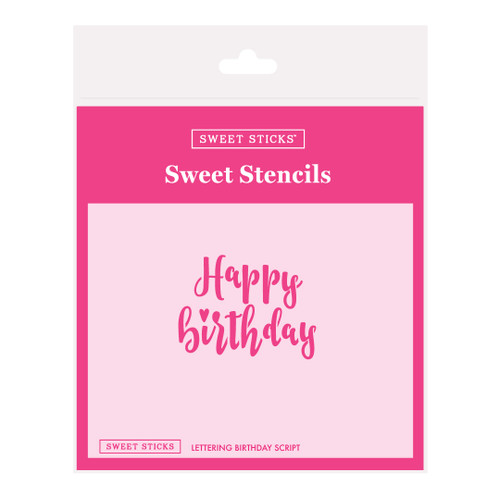 Sweet Sticks Stencil - Happy Birthday Script