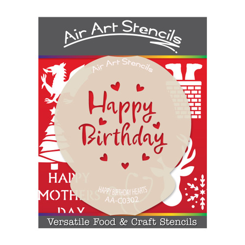 Happy Birthday Hearts Cupcake Stencil