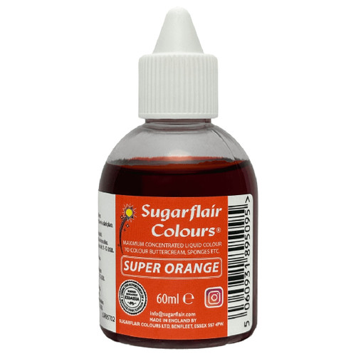 A bottle of Sugarflair Maximun Concentrated Food Colour Super Orange