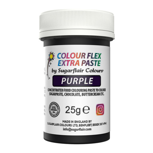 A pot of Sugarflair Colour Flex Extra Paste Purple