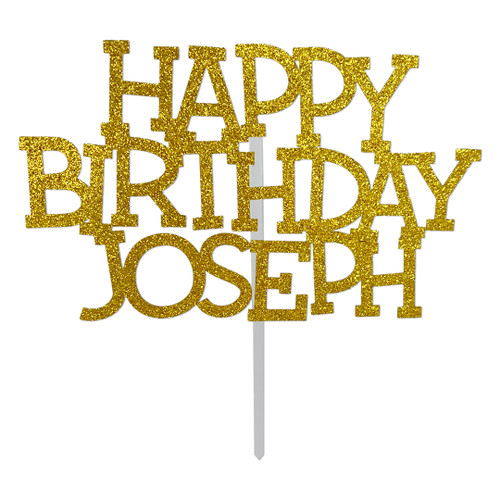 Happy Birthday Personalised Glitter Topper - Capitals