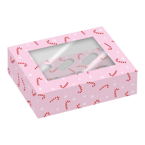 Candy Canes Cupcake Box - Pack of 2 - Holds 6