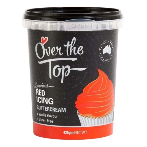 tub of Over the Top Buttercream - red 425g