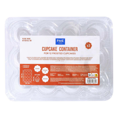 PME Plastic Cupcake Containers - Pack of 3 - Holds 12