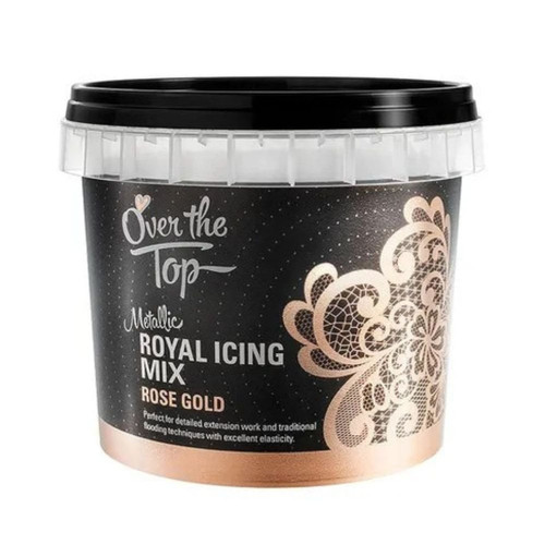 tub of Over the Top Royal Icing - Metallic Rose Gold