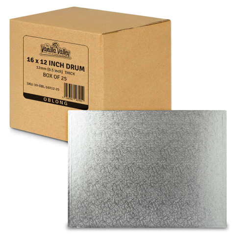 16"X12" Oblong Cake Drum - Box of 25