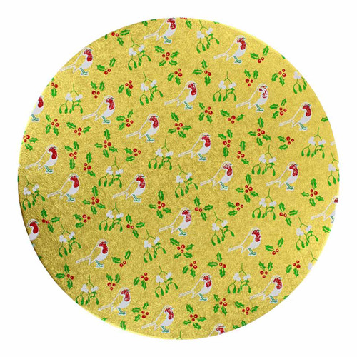 Christmas Robin Double Thick Round Cake Card 10"