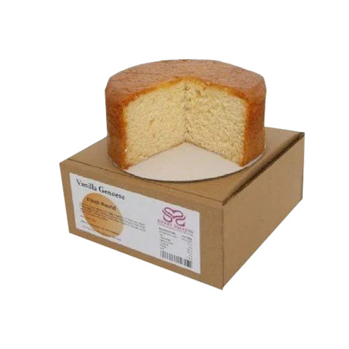 4 inch vanilla sponge cake on top of a box