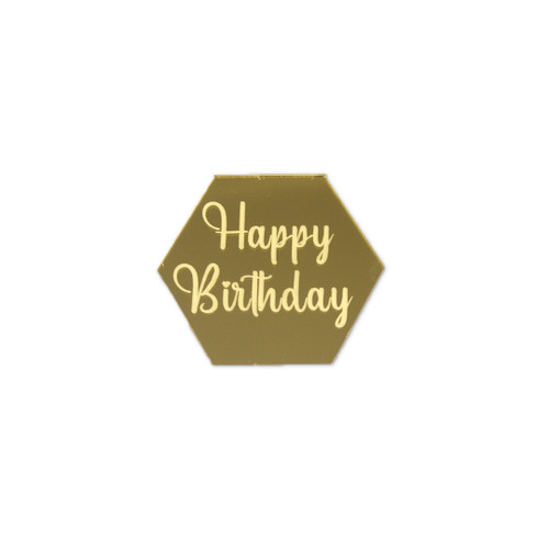 Happy Birthday Hexagon Cupcake Topper - Pack of 10