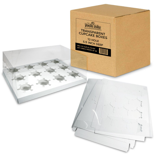 Transparent Cupcake Box - Holds 12 - Box of 100