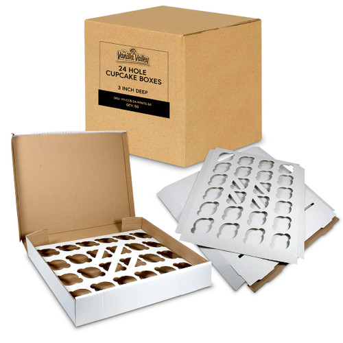 Cupcake Box 3" Deep - Holds 24 - Box of 50