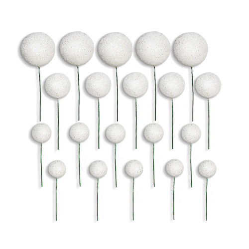 White Glitter Cake Balls Spheres - Pack of 20