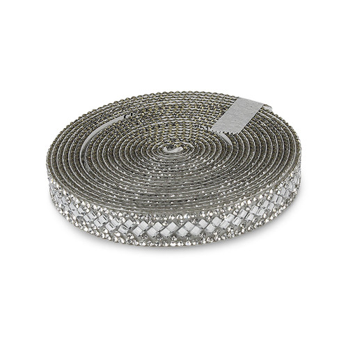 Silver Diamante Self Adhesive Ribbon - 12mm x 2.74m