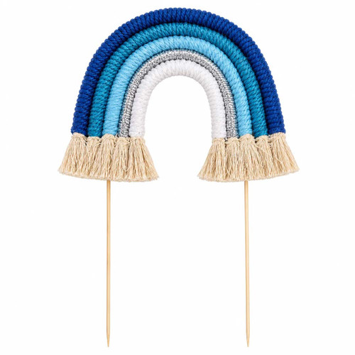 Rainbow Cake Topper - Blue, White, Silver - Medium