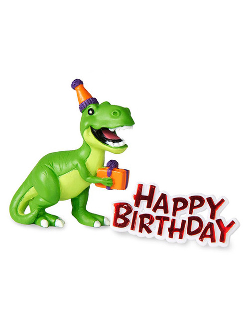 Party Dinosaur & Happy Birthday Motto Cake Topper