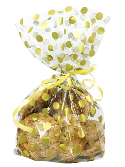 Gold Polka Dot Cello Treat Bags - Pack of 20