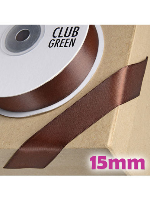 Double Sided Satin Ribbon 15mm Chocolate Brown