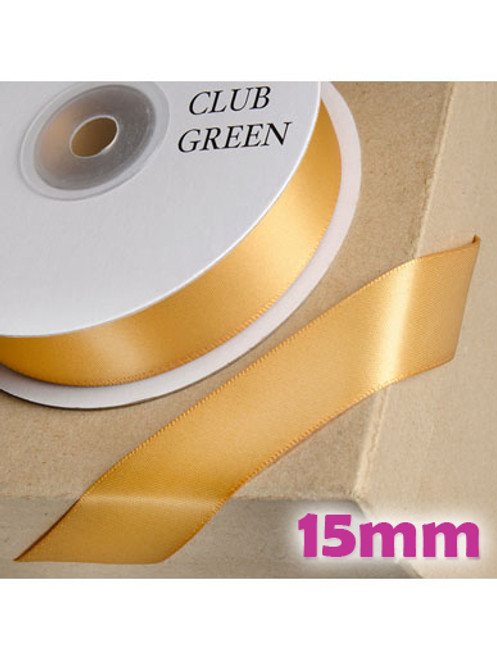 Double Sided Satin Ribbon 15mm Old Gold