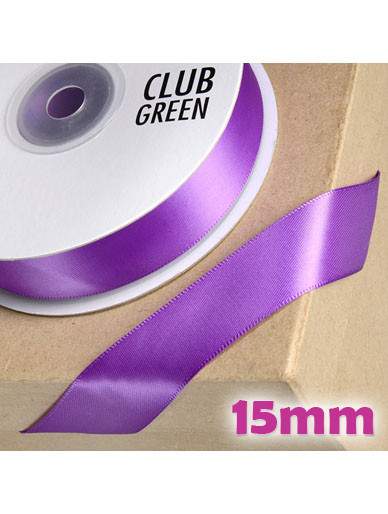 Double Sided Satin Ribbon 15mm Purple