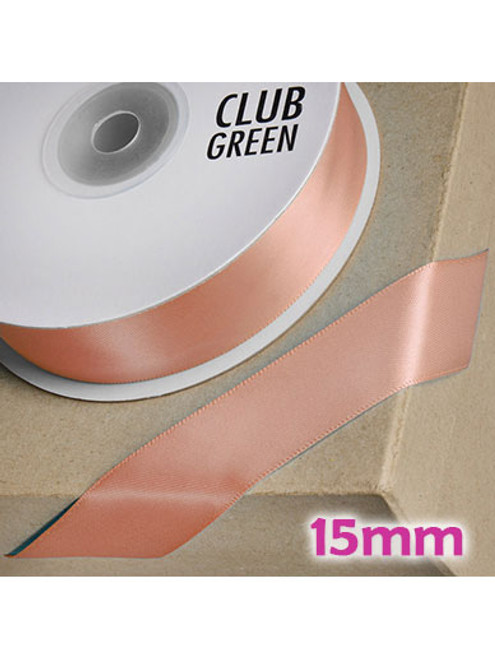 Double Sided Satin Ribbon 15mm Rose Quartz / Gold