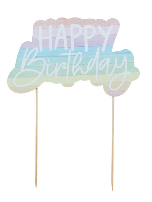 Eco Rainbow Happy Birthday Cake Topper