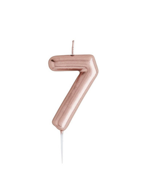 Metallic Rose Gold Number Candle - 7