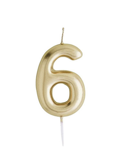 Metallic Gold Number Candle - 6