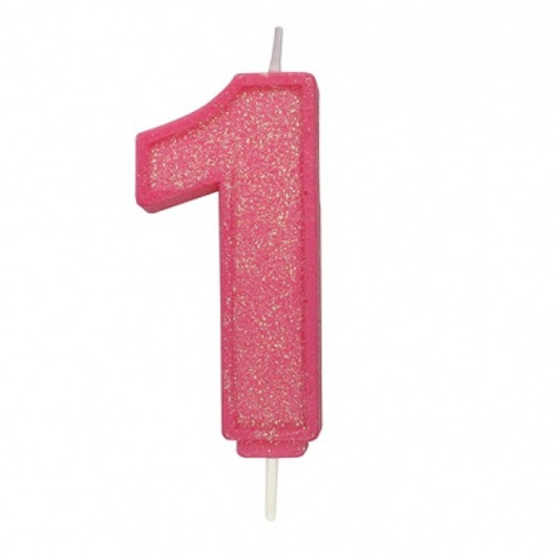 Pink Sparkle Number Candle - 1