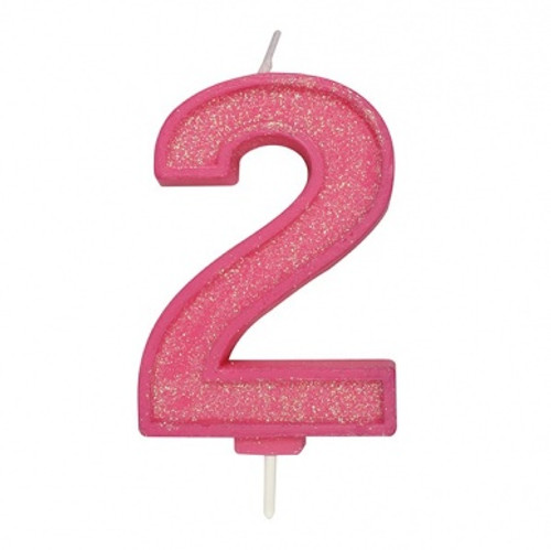 Pink Sparkle Number Candle - 2